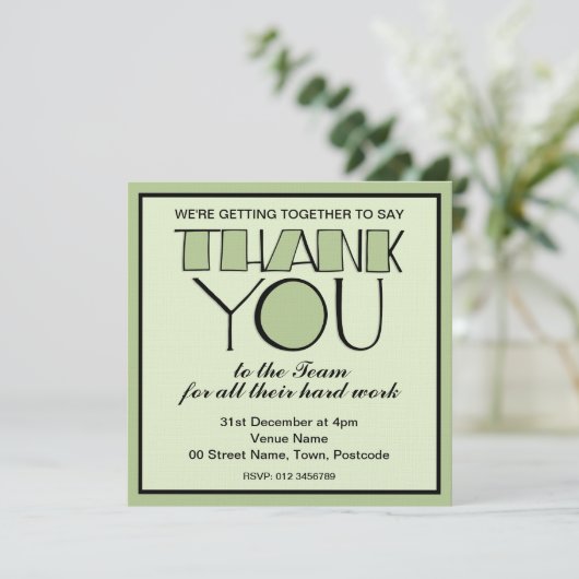 Groot Dank u groen Dank u de Uitnodiging van het T (Staand voorkant)