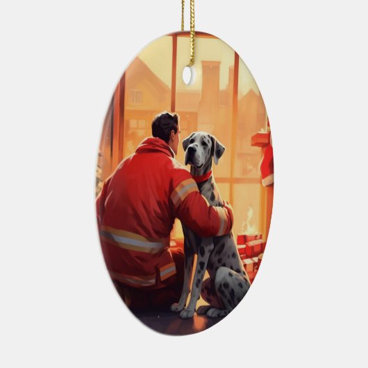 Groot Deen Kerstornament, Hond Memorial Gift Keramisch Ornament (Rechts)