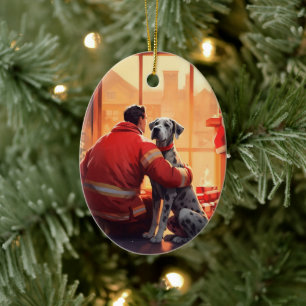 Groot Deen Kerstornament, Hond Memorial Gift Keramisch Ornament