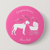 Groot Deens Baby shower Ronde Button 7,6 Cm (Voorkant)