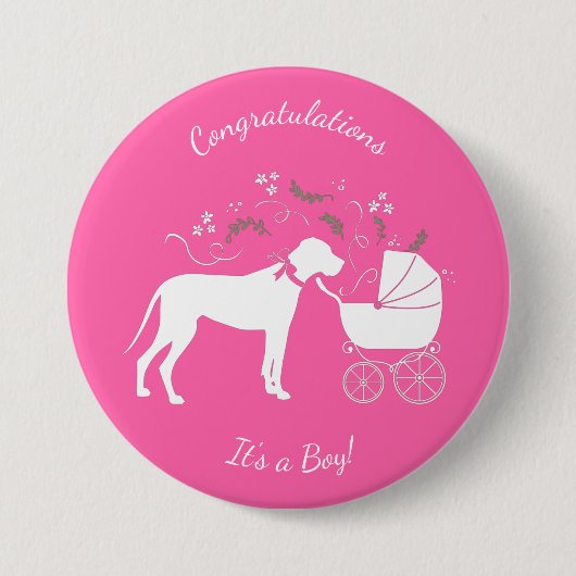 Groot Deens Baby shower Ronde Button 7,6 Cm (Voorkant)