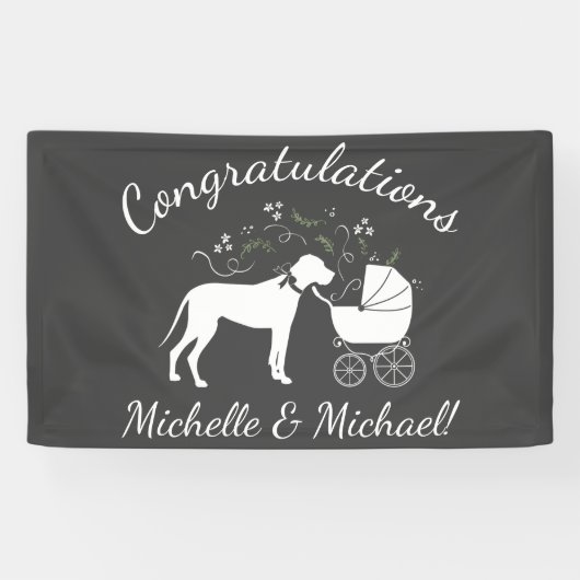Groot Deens Baby shower Spandoek (Horizontaal)