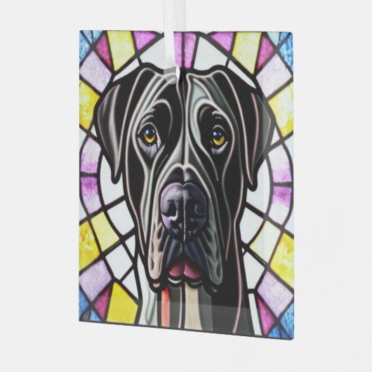 Groot Deens "Glas in lood" Glas Ornament (Voorkant links)