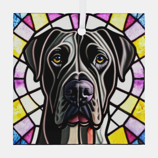 Groot Deens "Glas in lood" Glas Ornament (Achterkant)