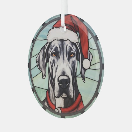 Groot Deens Glas in lood Kerst Ornament (Voorkant links)