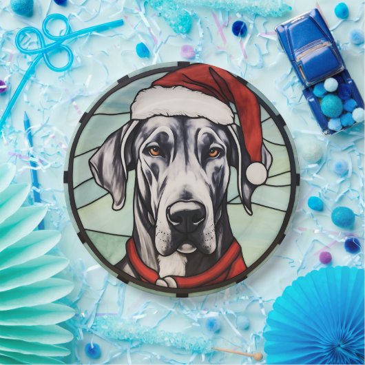 Groot Deens Glas in lood Kerst Papieren Bordje