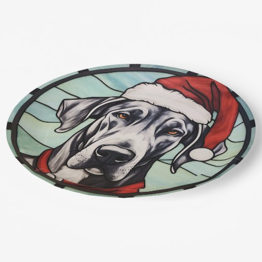 Groot Deens Glas in lood Kerst Papieren Bordje (Gekanteld)