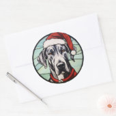 Groot Deens Glas in lood Kerst Ronde Sticker (Envelop)