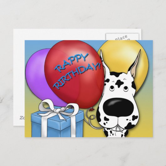 Groot Deens verjaardagsfeest Briefkaart (Voorkant / Achterkant)