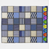 Groot denim patchwork Afbeelding Fleece Deken (Voorkant (Horizontaal))