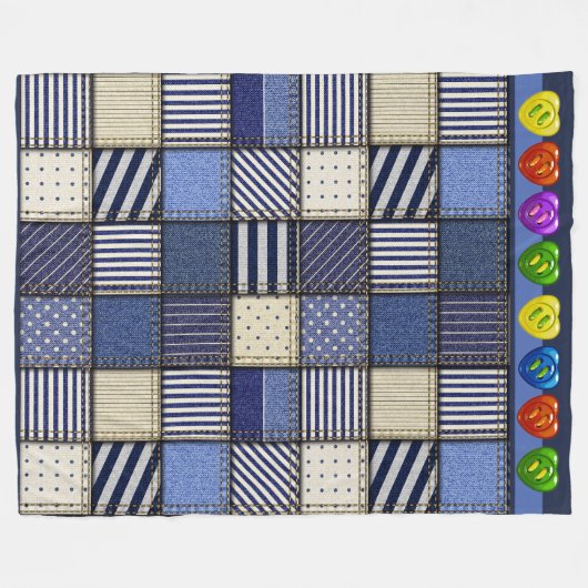 Groot denim patchwork Afbeelding Fleece Deken (Voorkant (Horizontaal))