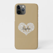 Groot diamanten hart, gouden monogram, script-naam Case-Mate iPhone case (Achterkant)