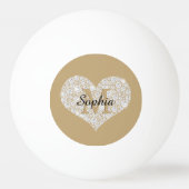 Groot diamanten hart, gouden monogram, scriptnaam pingpongbal (Achterkant)