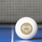 Groot diamanten hart, gouden monogram, scriptnaam pingpongbal (Net)
