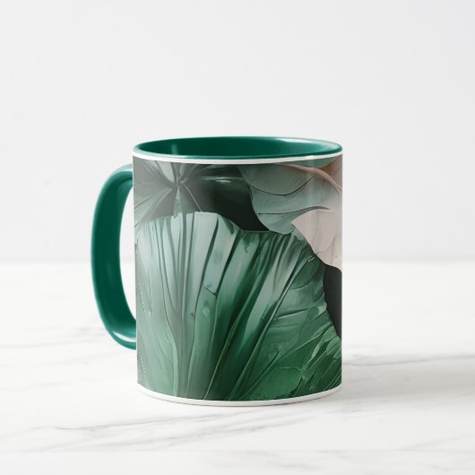 Groot donkerblad mok (Voorkant links)