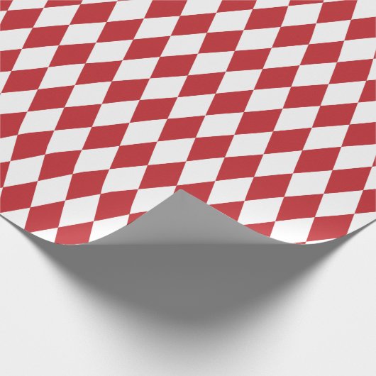 Groot donkerrood en wit Harlequin Wrapping Paper Cadeaupapier (Hoek)