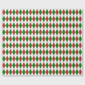 Groot donkerrood, groen en wit argyle cadeaupapier (Vlak)