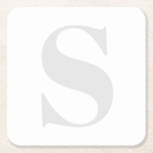 Groot eenvoudig monogram Elk Initiaal licht grijs Kartonnen Onderzetters