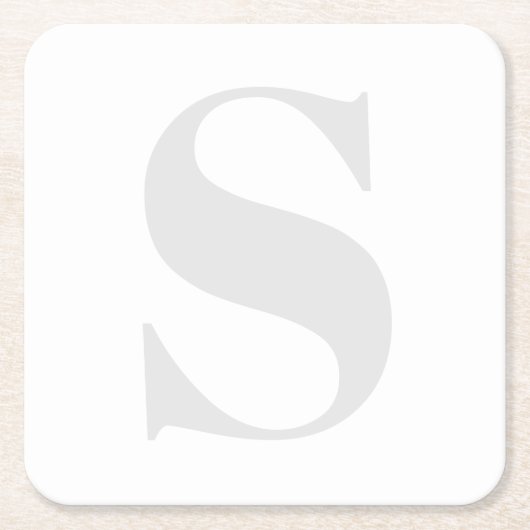 Groot eenvoudig monogram Elk Initiaal licht grijs Kartonnen Onderzetters (Voorkant)