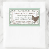 Groot Ei Kartonetiket met Botanische Kip en Eieren Rechthoekige Sticker (Tas)