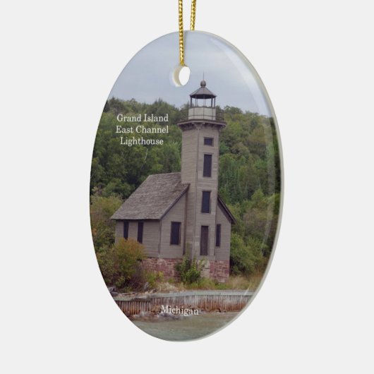 Groot-eiland East Channel vuurtoren ovalornament Keramisch Ornament (Links)