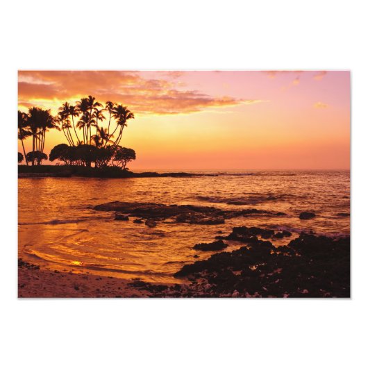 Groot Eiland, Hawaï. Zonsondergang, Big Island Haw Foto Afdruk (Voorkant)
