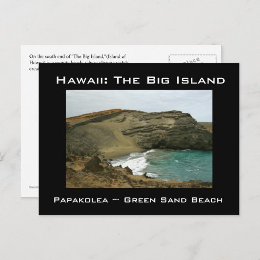 Groot eiland Hawaii Green Sands Beach Briefkaart (Voorkant / Achterkant)