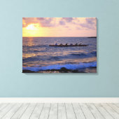 Groot eiland Hawaii Outrigger Kano bij zonsonderga Canvas Afdruk (Insitu (Houten vloer))