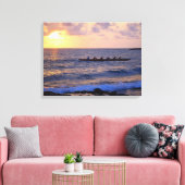 Groot eiland Hawaii Outrigger Kano bij zonsonderga Canvas Afdruk (Insitu (Woonkamer))