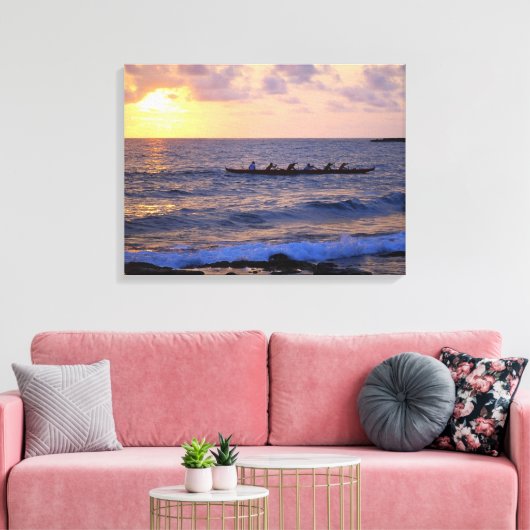 Groot eiland Hawaii Outrigger Kano bij zonsonderga Canvas Afdruk (Insitu (Woonkamer))