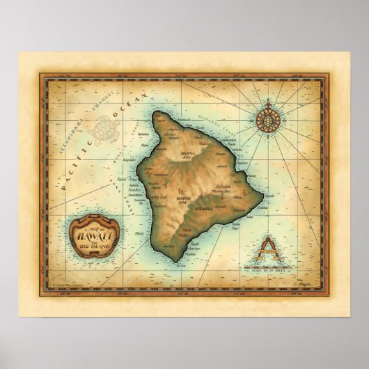 Groot eiland Hawaii Poster (Voorkant)