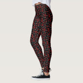 Groot en Klein Rood Zwart Grijs Polka Dot Patroon Leggings (Links)