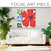 Groot en oud rood Hibiscus schilderij Canvas Afdruk