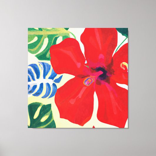 Groot en oud rood Hibiscus schilderij Canvas Afdruk (Voorkant)