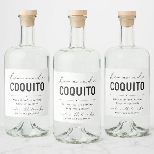 Groot Etiket voor Fles Zelfgemaakte Coquito (Flessen)
