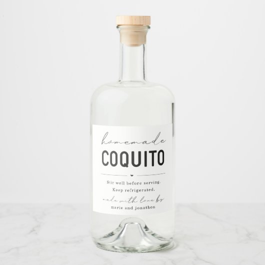 Groot Etiket voor Fles Zelfgemaakte Coquito (Voorkant)