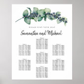 Groot Eucalyptus Berry 7-Table Seating Chart Poster (Voorkant)