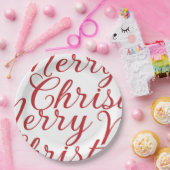 Groot Fancy rood script Vrolijk kerstfeest Papieren Bordje (Feest)