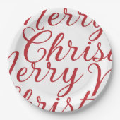 Groot Fancy rood script Vrolijk kerstfeest Papieren Bordje (Voorkant)