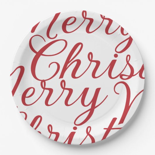 Groot Fancy rood script Vrolijk kerstfeest Papieren Bordje (Voorkant)