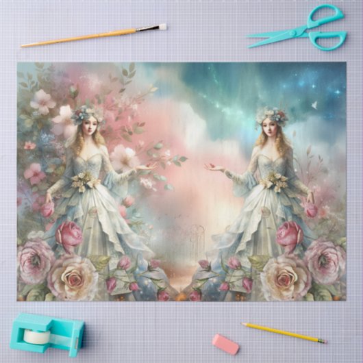 Groot Fantasie Bloemstuk Hoekig Decoupage Papier (Craft)