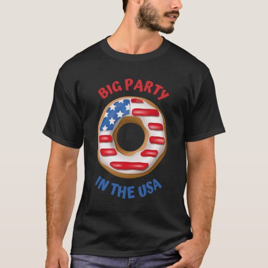 Groot Feest USA Patriottisch Donut T-shirt (Voorkant)