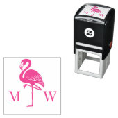 Groot Flamingo Koppel Trouw 2 Initiaal Monogram Zelfinktende Stempel (In situ)