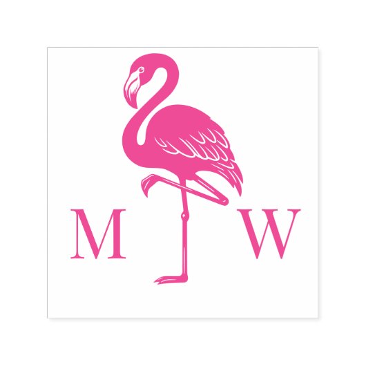 Groot Flamingo Koppel Trouw 2 Initieel Monogram Zelfinktende Stempel (Design)