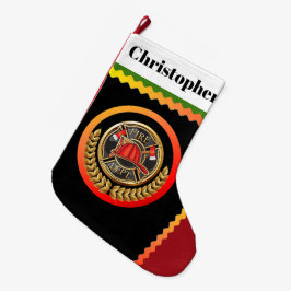 Groot fleece brandweerman kerst kous grote kerstsok