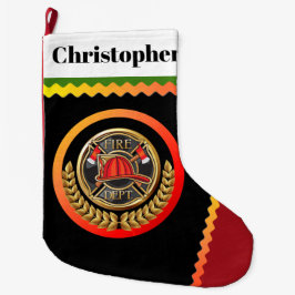 Groot fleece brandweerman kerst kous grote kerstsok