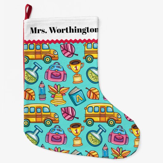 Groot fleece leraar kerst kous grote kerstsok (Voorkant)