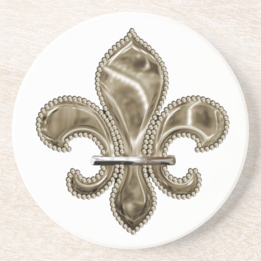 Groot Fleur de Lis Design Zandsteen Onderzetter (Voorkant)
