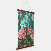 Groot  Floral Blue Hangend Wandkleed (Gebogen)