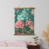 Groot  Floral Blue Hangend Wandkleed (Slaapkamer)